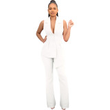 Women's Suit Trousers Sleeveless Vest Jacket SOLid COLor Two-Piece Set
