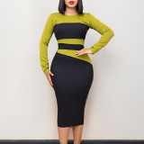 Ladies Fashion Chic Elegant Career COLorblock Bodycon Plus Size African Dress