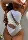 Women's One Piece Swimsuit One Shoulder Mesh Patchwork One Piece Bikini