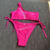 Sexy HOLlow COLor Block Two Pieces Bikini Swimsuit