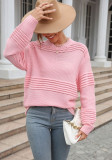 Autumn Women's Fashion SOLid COLor Knitting Basic Shirt Long Sleeve Ribbed Pullover Sweater