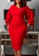 Women's Slash Shoulder Long Sleeve Fashion OL Chic Career Dress