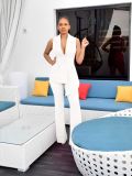 Women's Suit Trousers Sleeveless Vest Jacket SOLid COLor Two-Piece Set