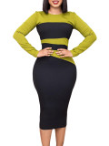 Ladies Fashion Chic Elegant Career COLorblock Bodycon Plus Size African Dress