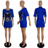 Women's summer fashion style cartoon printed shirt Dress