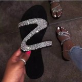 Plus Size Flat Sandal Flip flops Z-line Rhinestone Clip Toe Casual Outdoor Wear Beach Women's Shoe