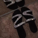 Plus Size Flat Sandal Flip flops Z-line Rhinestone Clip Toe Casual Outdoor Wear Beach Women's Shoe