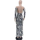 Women's Sexy Low Back Rubber Stripe Women's Dress