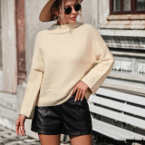 WomenLoose Knitting Cropped Sleeve Solid Sweater