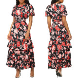 Summer Women printed multi-layer dress