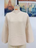 WomenLoose Knitting Cropped Sleeve Solid Sweater