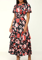 Summer Women printed multi-layer dress