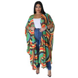 Plus Size Women Chiffon Print Casual Robe
