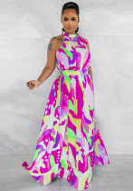 Women Printed Sleeveless Swing Dress