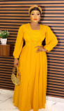 Plus Size Women African U-Neck Beaded Dress