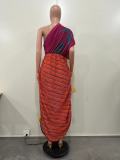 Women Print Pleated Irregular Dress