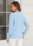 Women v-neck twist knittin sweater
