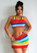 Summer Women Sexy Casual Crop Top and Skirt Two Piece Set