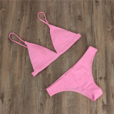 Bikini Sexy Solid Color Two Pieces Swimsuit Triangle Cup Plus Size Women's Swimwear