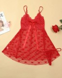 Sexy lingerie sexy women's mesh sling Heart Print temptation pajamas nightdress
