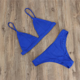 Bikini Sexy Solid Color Two Pieces Swimsuit Triangle Cup Plus Size Women's Swimwear