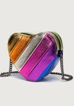 Women's bag contrast color rainbow Patchwork chain Messenger bag shoulder bag
