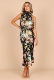 Summer Chic Maxi Sleeveless Print Halter Neck Dress