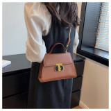 women's lock shoulder Messenger bag solid color small bag