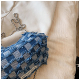 Summer fashion shoulder chain ladies Denim blue bag