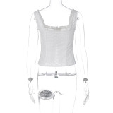 Ladies Summer Fashion Chic Square Neck Breasted Camisole Top
