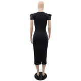 Women's Sleeveless Casual Career Slit Bodycon Dress