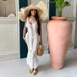 Women's Sexy Hollow Solid Color V-neck Knitting Sleeveless Mermaid Dress
