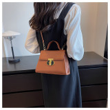women's lock shoulder Messenger bag solid color small bag