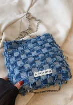 Summer fashion shoulder chain ladies Denim blue bag