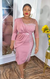 Plus Size African Women lace Patchwork Dress