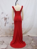Women Red Off Shoulder Wedding Bridesmaid Dresses Evening Dresses