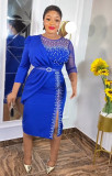 Plus Size African Women lace Patchwork Dress