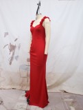 Women Red Off Shoulder Wedding Bridesmaid Dresses Evening Dresses