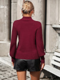 Autumn And Winter Solid Color Pullover Women's Knitting Shirt High Collar Sweater Women