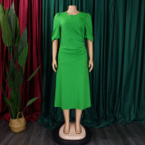 Women's Summer Chic Elegant Solid Plus Size Dress