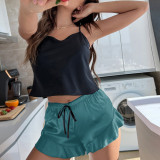 Women's Sexy Low Back Straps Loungewear Summer Tank Top Shorts Two-Piece Set Comfortable Pajama Set