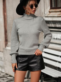 Autumn And Winter Solid Color Pullover Women's Knitting Shirt High Collar Sweater Women