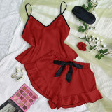 Sexy Home Wear Female Summer Fashion Straps Vest Shorts Two Piece Set Home Pajamas