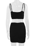 Sexy Camisole Ruched Bodycon Skirt Two-Piece Set For Women