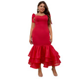 Plus Size Women's Swing Tie Straps Party Evening Dress Red Elegant Dress
