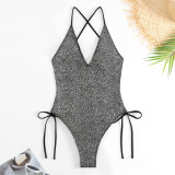 Ladies Solid Color Sexy One Piece Swimsuit
