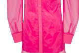 Spring Summer Women's Puff Sleeve Organza Shirt Straps Basic Dress Two-Piece Set