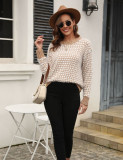 Autumn And Winter Sweater Knitting Shirt Contrast Color Patchwork Plus Size Round Neck Fashion Long-Sleeved Sweater