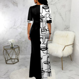 Sexy Fashion Digital Printing Short Sleeve Women's Dress