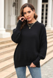 Fall Winter Women's Plus Size Loose Casual Solid Round Neck Knitting Pullover